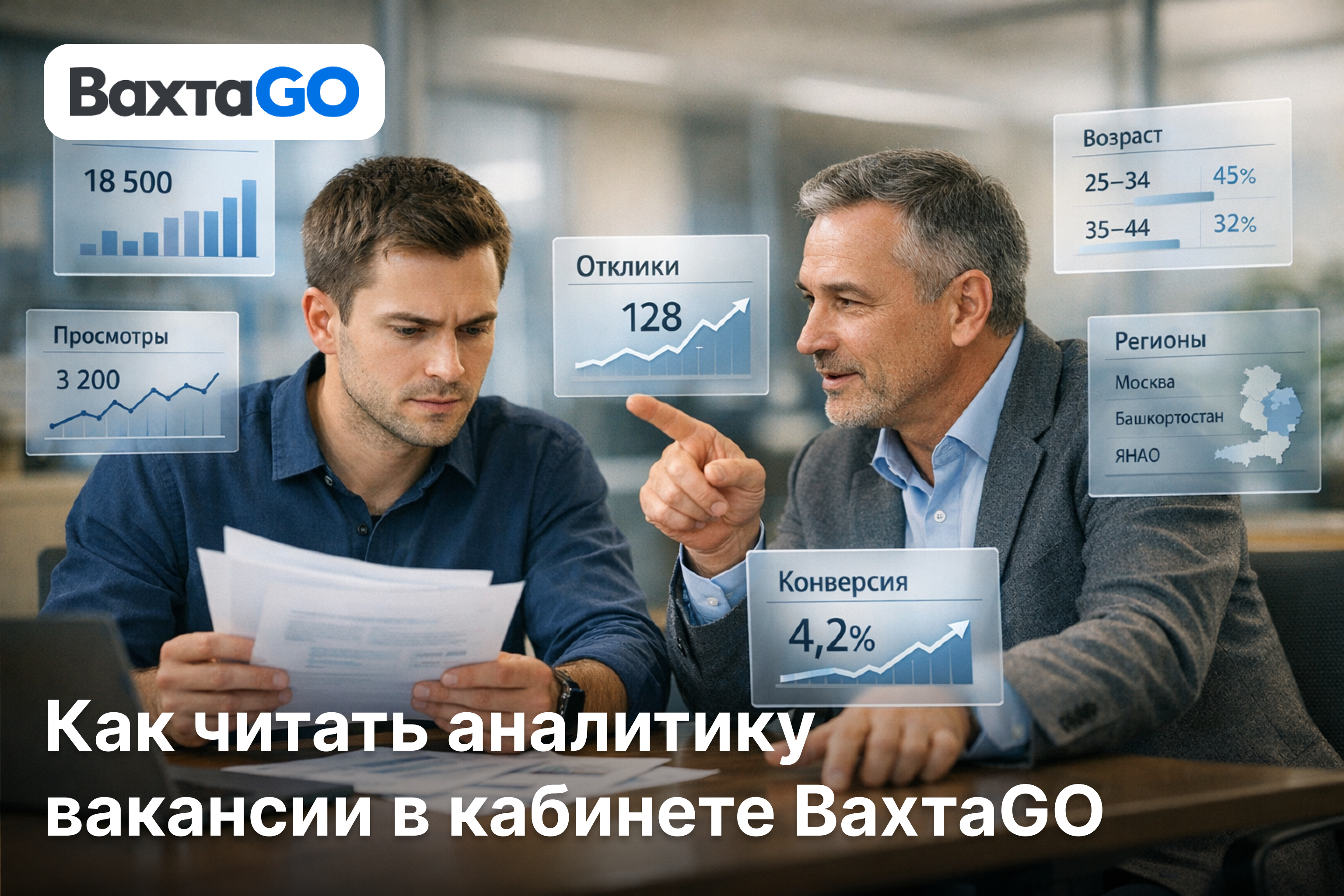 Как читать аналитику вакансии в кабинете ВахтаGO: показы, просмотры, отклики